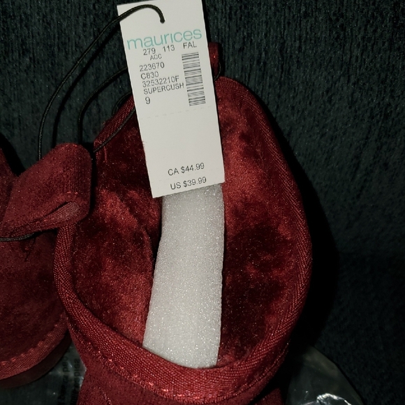 Maurices Burgundy Suede Ankle Boots - Picture 2 of 4